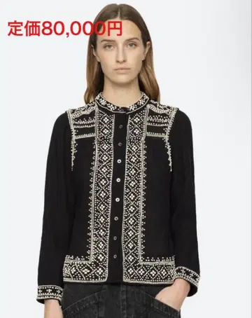 자수 장식 블랙 긴팔 블라우스 sea New York 시 뉴욕