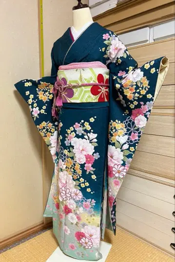 umean 성인식 순수 실크 후리소데 세트