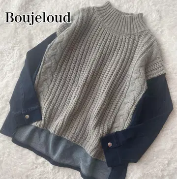 Bou Jeloud 도킹 니트 데님 절개 케이블 짜임