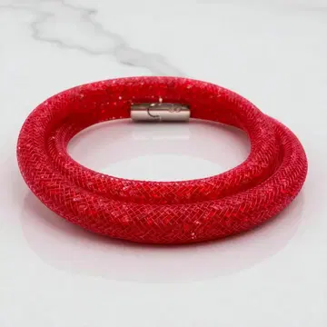 새상품급 SWAROVSKI 크리스탈 팔찌 초커 레드 빨간색