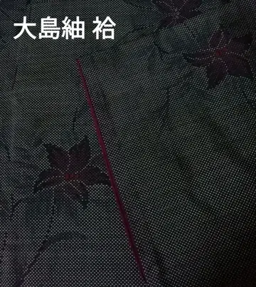 오시마 명주 그레이 바탕 꽃무늬 안감 적자색 새상품