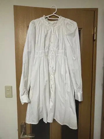 [ TINA:JOJUN ] 블라우스 원피스 셔츠 원피스 화이트 프릴 M