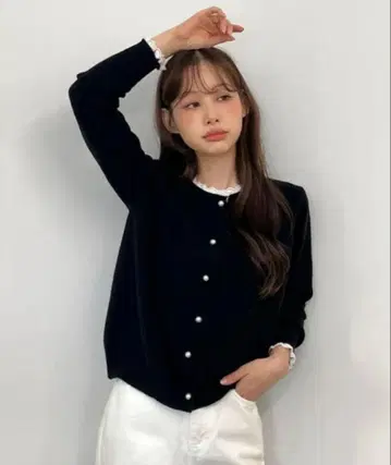 블랙 버튼 가디건 긴팔