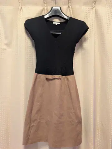 폴카 V넥 반팔 원피스