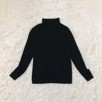 MUJI 무인 터틀넥 스웨터 리브 니트 울 100% 블랙