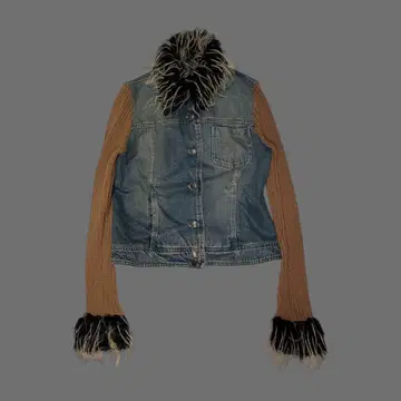 00s Swithcing knit denime jacket