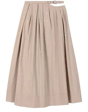 Maje 2024S/S 코튼 블렌드 스터드 롱 스커트 베이지