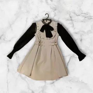 ROJITA 베이지 블랙 미니 원피스