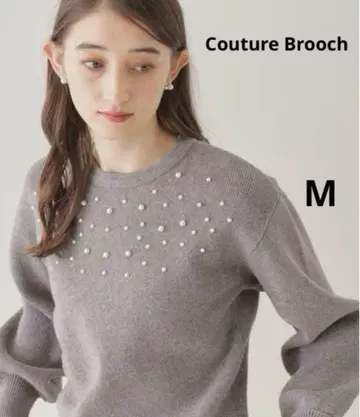 쿠튀르 브로치 펄 장식 니트