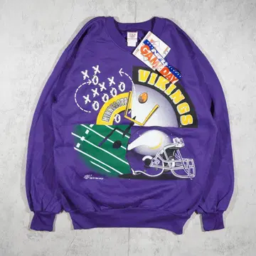 90s USA NFL 미네소타 바이킹스 맨투맨 보라색 데드스탁