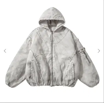 EXTREME CAUSE 데미지 다운 자켓 스트릿 스타일 따뜻한 루즈