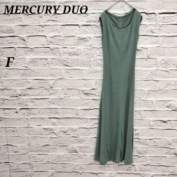 머큐리 듀오 백 디자인 리브 원피스 맥시 길이 드로스트 그린