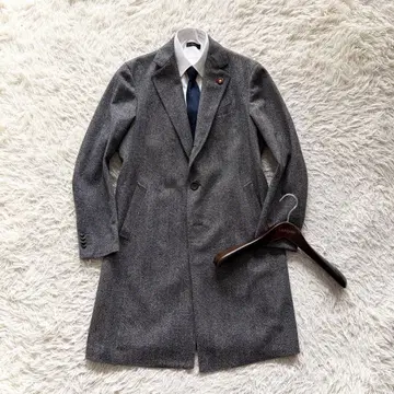[ 23AW ] LARDINI 신 로고 헤링본 체스터 코트 사이즈 52