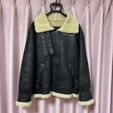 Ungrid 페이크 무스탕 보아 블루종 M 블랙