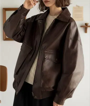 JaVa 인조 가죽 블루종