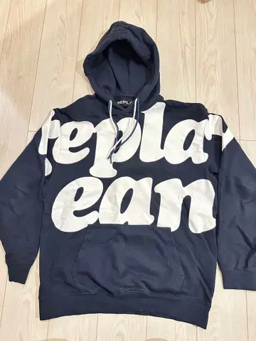 REPLAY 네이비 XL 후드 부착 후드티