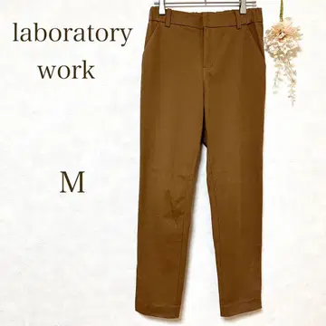 [ 라보라토리 워크 ] 팬츠 지퍼 허리밴딩 밑단 슬릿 브라운