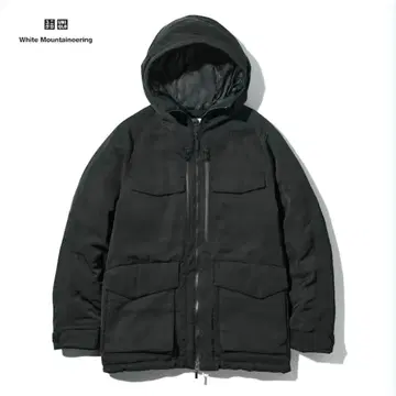 새상품급 유니클로 x 화이트 마운티니어링 하이브리드 다운 후드티 블랙 M