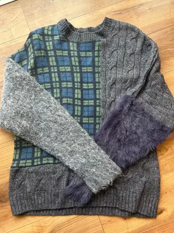 FRAPBOIS 이소재 MIX 체크 무늬 스웨터 사이즈 2