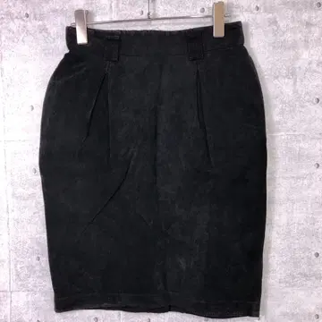 올드 레트로 ESPRIT 구제 의류 리얼 스웨이드 가죽 타이트 스커트