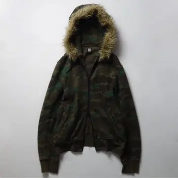 퍼 카모플라주 더블 집업 후디 y2k