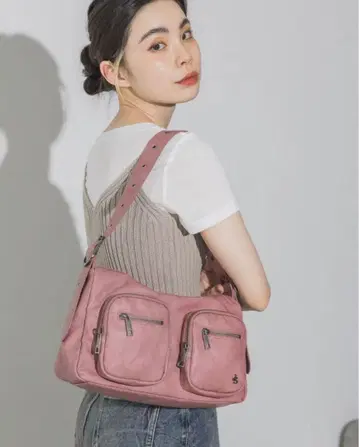 지나시스 W 포켓 원 숄더백 핑크