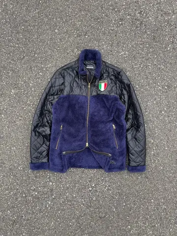 00s kappa 나일론 보아 자켓 이탈리아 대표 더블 지퍼 블랙