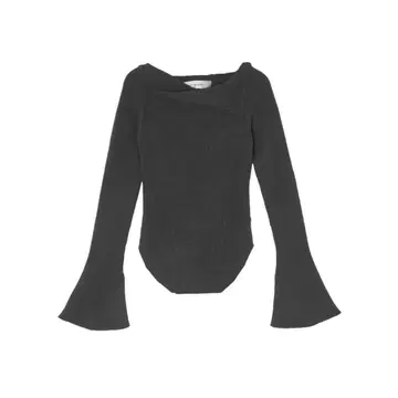 LAGUNAMOON 비대칭 드레이프 플레어 슬리브 니트