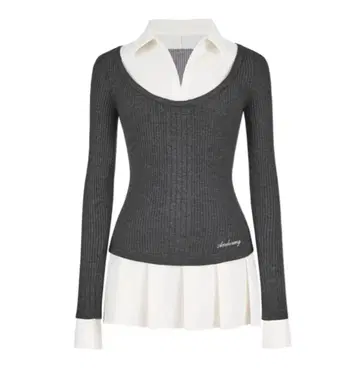 andwang Shirt pleated mini onepiece