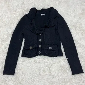 폭시 FOXEY 가디건 니트 자켓 울 100% 블랙