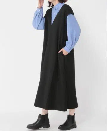 studio CLIP 모듬 오버롤 스커트 블랙