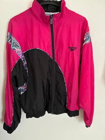 리복 핑크 블랙 집업 자켓