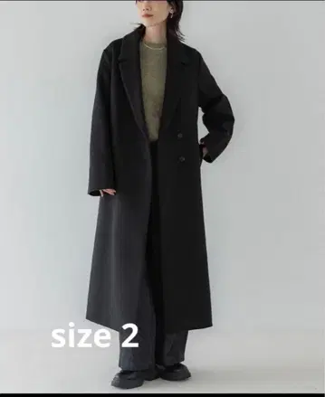 [ 미사용 새상품 ] crewre 조절 가능한 울 롱 코트 블랙 2