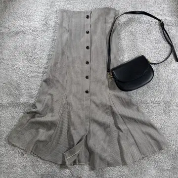 에디트 신 마린 스커트 롱 하운드투스 체크 체크 고급