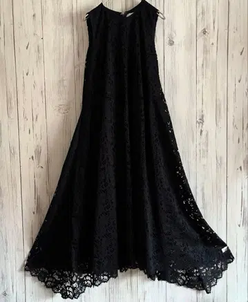 미사용에 가까운 efla 에 슬리브리스 절개 원피스 전체 레이스 블랙