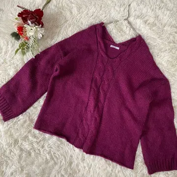 [ELLE] 케이블 짜임 니트 긴팔 (38 M 상당) 루즈핏 귀여움