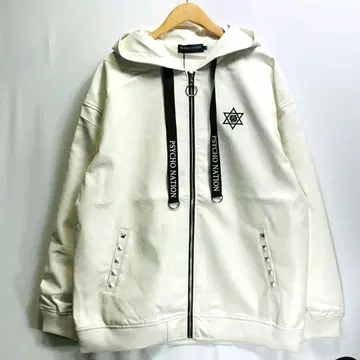 새상품 사이코네이션 토끼 귀 PU 후드 자켓 빅 실루엣