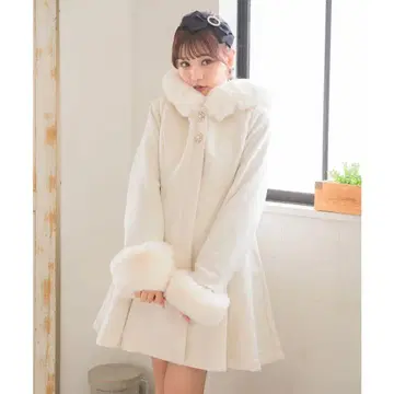 ROJITA 백리본 후디 코트 화이트