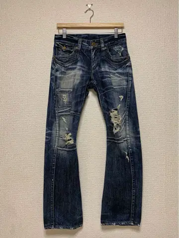 RATTLE TRAP 입체 플레어 데님 데미지 가공 flared Y2K