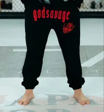 godsvage 로고 스웨트 팬츠 블랙