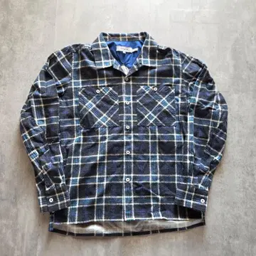 논네이티브 오픈 카라 프린트 체크 플란넬 셔츠