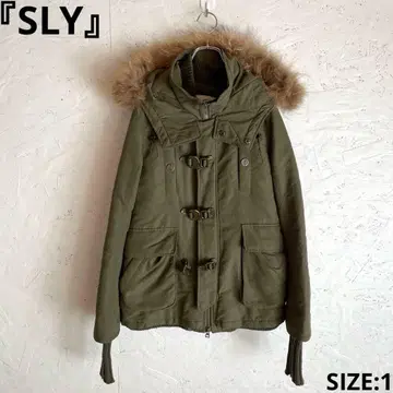 Y2K [SLY] 충전솜 모즈 코트 후드 부착 다운 자켓 카키 1