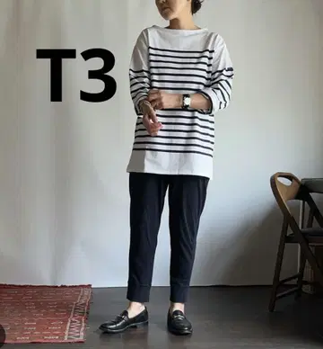 나발 블랙 x 화이트 7부 소매 T3 세인트 제임스