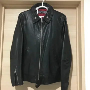 GB SKINS 38 블랙 가죽 라이더 자켓