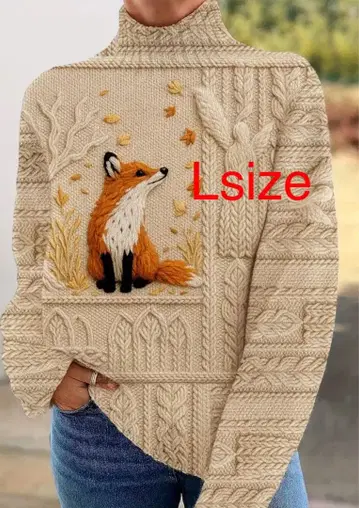 멋진 가을 폭스 패턴 스웨터 [미사용 새상품] Lsize