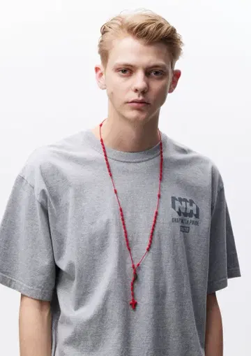 NEIGHBORHOOD Cord Cross Necklace 'Red