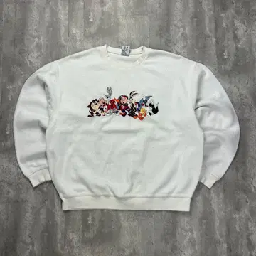 루니툰 캐릭터 자수 캐릭터 총집합 맨투맨 화이트 L 5909