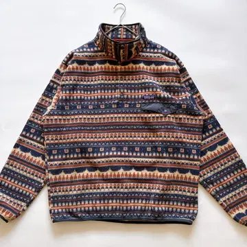 구하기 어려움 파타고니아 신틸라 스냅T 기하학 올 패턴 L 네이비