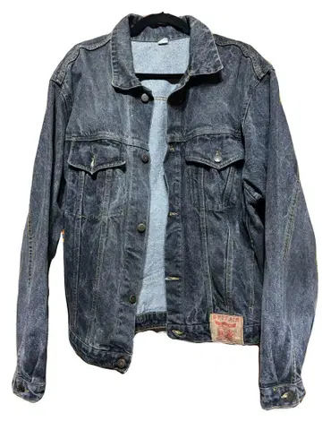선염 블랙 데님 자켓 구제 의류 Vintage