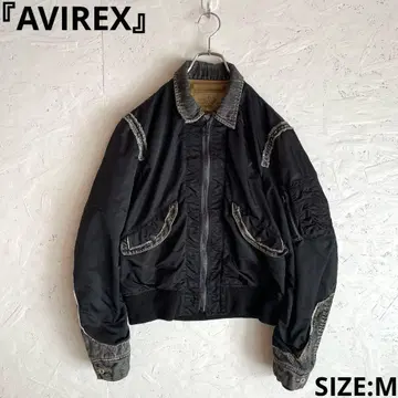 [ AVIREX ] 데님 자켓 리메이크 도킹 MA-1 블루종 블랙 M